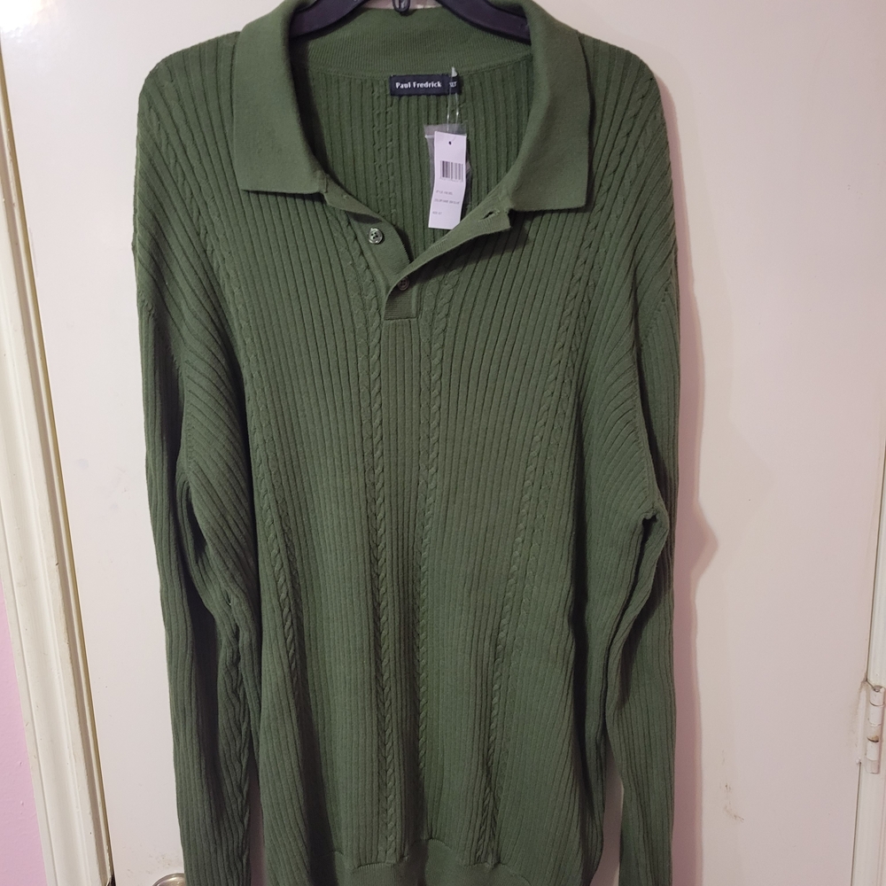 Paul Fredrick Olive Knit Men's Sweater